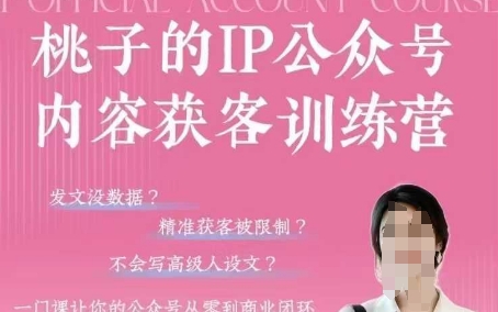 桃子IP公眾號內(nèi)容獲客訓(xùn)練營(第3期)，一門讓你公眾號從0到商業(yè)閉環(huán)的課程-小浪學(xué)習(xí)網(wǎng)
