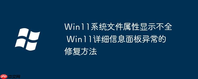 Win11系統文件屬性顯示不全 Win11詳細信息面板異常的修復方法