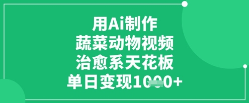 用Ai制作蔬菜動物視頻，治愈系天花板，單日變現1k-小浪學習網