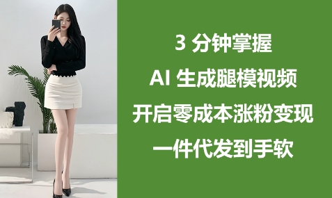 3分鐘掌握AI生成腿模視頻，開啟零成本漲粉變現，一件代發到手軟-小浪學習網